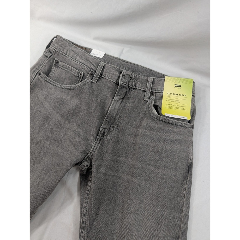 New Levi's Light Gray 512 Slim Taper Stretch Denim Jeans 32x29 (32x39 Tag)